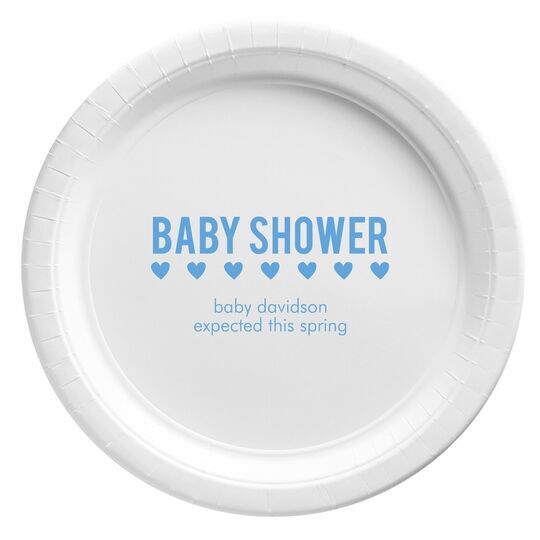 Baby Shower with Hearts Paper Plates